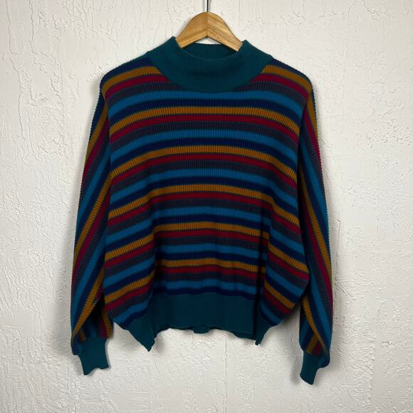 Vintage 80's Tuttamagia Gispa Oversized Dolman Sweater Rainbow Italy - Picture 1 of 5